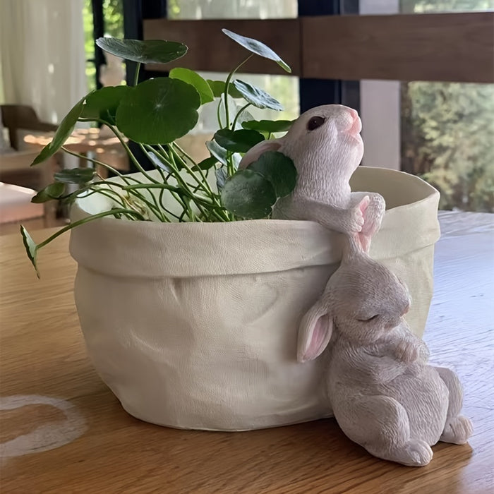 [Easter Resin Rabbit Sculpture] Easter-Themed Resin Rabbit Sculpture - Charming Animal Statue for Garden, Office Decor & Succulent Planters
