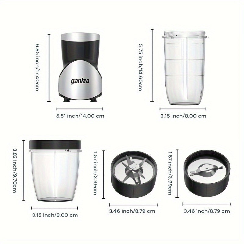 Ganiza Smoothie Juicers, Blender For Shakes And Smoothies, 15pcs Personal Blender And Grinder Combo For Kitchen, Smoothies Maker With 4 BPA-Free Portable Blender Cup, Nutritious Recipe, MAX 900W, Gifts For Family And Friends