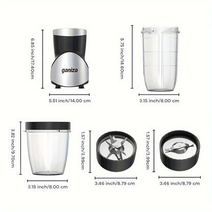 Ganiza Smoothie Juicers, Blender For Shakes And Smoothies, 15pcs Personal Blender And Grinder Combo For Kitchen, Smoothies Maker With 4 BPA-Free Portable Blender Cup, Nutritious Recipe, MAX 900W, Gifts For Family And Friends