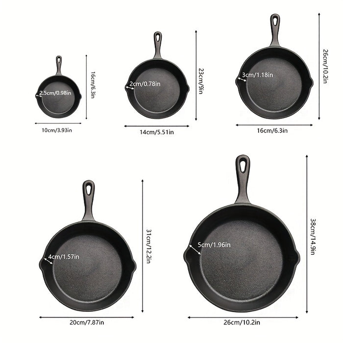 3PCS\4PCS\5pcs Cast Iron Skillet Set, Cast Iron Pan Without Coating Set, 6 Inch/8 Inch/10 Inch Cast Iron Frying Pan, Household Pan, Kitchen Accessories, Home Cook