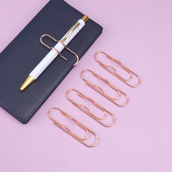 1pc/5pcs Metal Love Creative Paperclip Style Pen Holder, Simple Portable Student Notebook Holder Accessories Round Ballpoint Pen Clip
