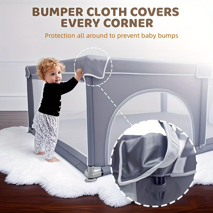 Baby Playpen, Play Pen For Kids Activity Center, Large Baby Playard For Indoor And Outdoor, Sturdy Safety Baby Fence With Soft Breathable Mesh For Toddler, As Halloween, Chrismas Gift (50 Inch×50 Inch, Grey)