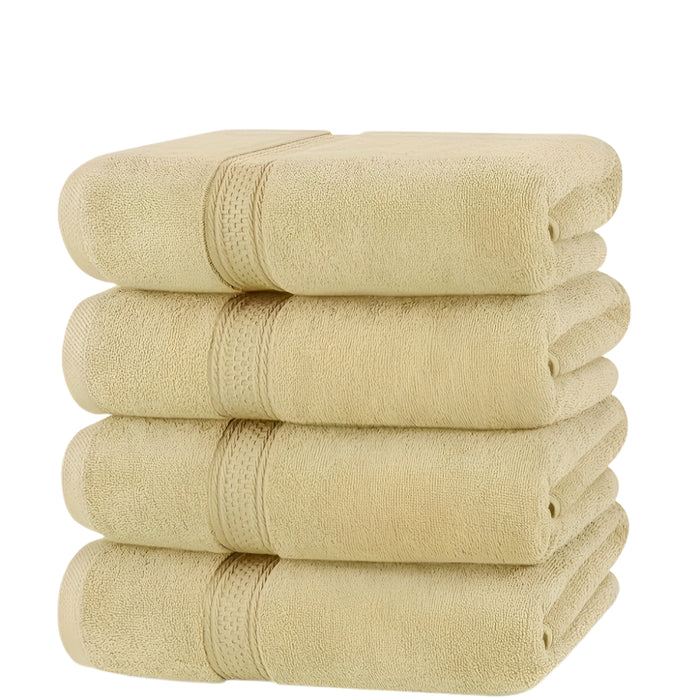 4-Pack Luxurious Cotton Hand Towels - Woven Face Towels, Highly Absorbent, Soft & Skin-Friendly for Home, Hotel, Spa