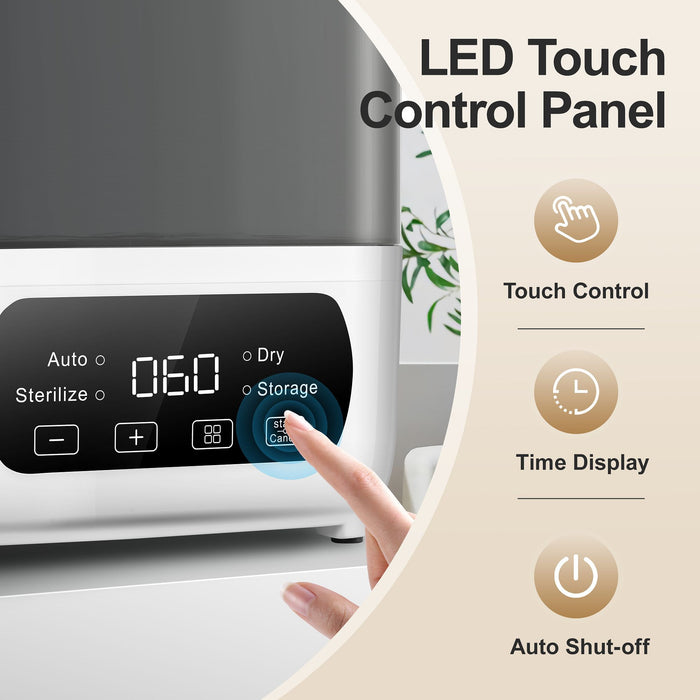 4-in-1 Bottle Steamer & Dryer - Fit, LED Touch Screen, Auto Shut-Off, 110V-130V