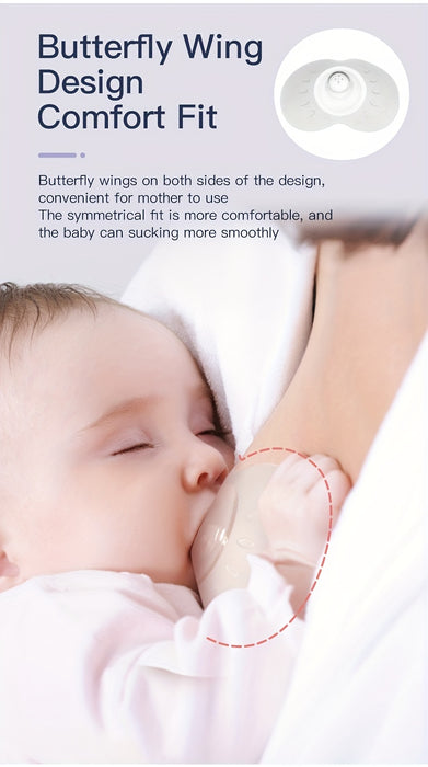 2pcs Breastfeeding Nipple Shields - Butterfly Shaped Silicone Nipple Protectors, Soft Nipple Covers - For Nursing Mothers -  Suitable for Sore or Flat Nipples -  Perfect Gift for New Moms