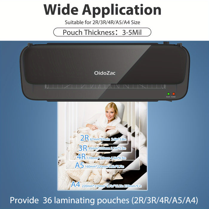 11-in-1 Laminator With 36 Laminating Sheets, Desktop Thermal Laminator With 2 Temperature Mode, Built-in Paper Trimmer, And 3 Cutter Heads-Ideal For Office School Business, 9inch/A4 Letter Size