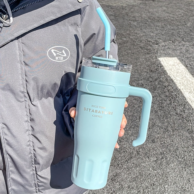 1140ML Stainless Steel Large Capacity Water Cup, Insulation Car and Simple Office Straw Ice Tumbler