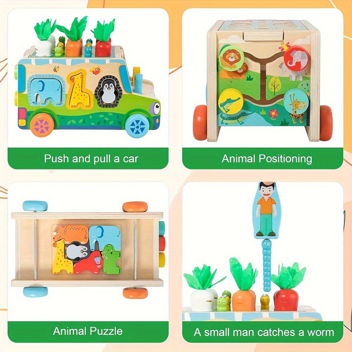 Educational Toys for 0 1 2 3 Year Old Boys And Girls, Carrots Wooden Shape Sorting Toys W Vegetables & Farm Animals Blocks, Christmas And Birthday Gift for Toddlers