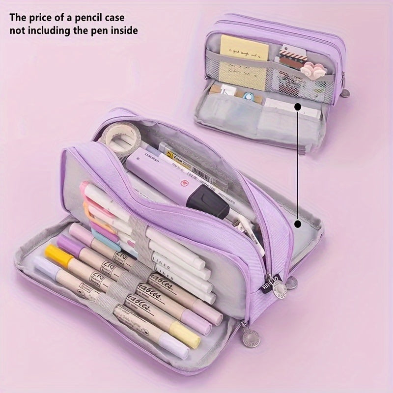 Large Capacity 3-Layer Pencil Case for Students: Japanese/Korean Style Multifunctional Pencil Bag