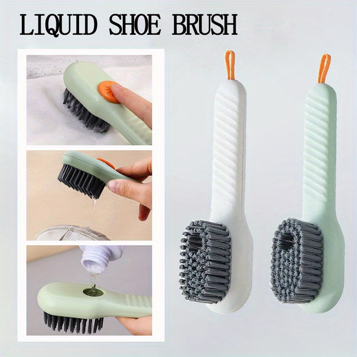 1pc Long Handle Shoe Brush with Liquid Holder, Multifunctional Shoe Cleaning Brush for Household Use, Soft Bristles Shoe Tool