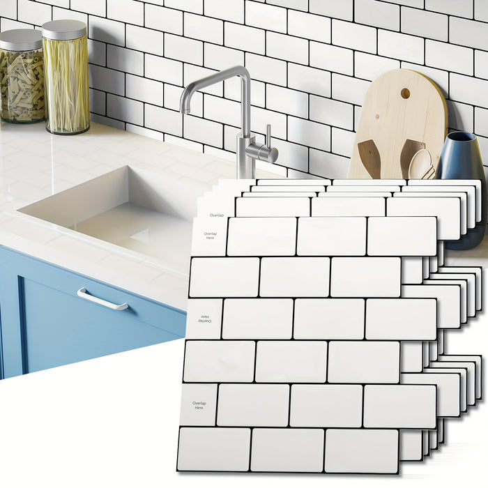 10-sheet Backsplash Tile For Kitchen Peel And Stick, Stick On Subway Tiles For Kitchem, Bathroom Back Splashes, 12"x12"