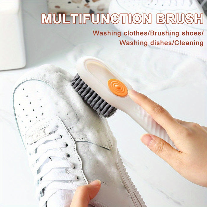 1pc Long Handle Shoe Brush with Liquid Holder, Multifunctional Shoe Cleaning Brush for Household Use, Soft Bristles Shoe Tool