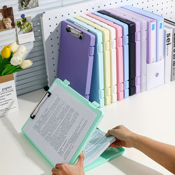 A4 File Folder Storage Box with Clip, Large Capacity for Student Test Papers, Subject Classification, Multi-functional for Music and Information Books