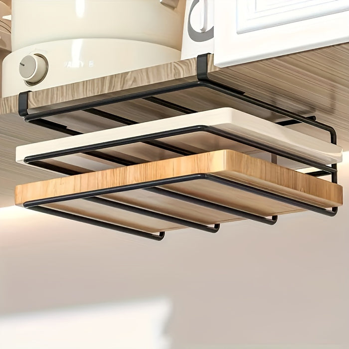 1pc Versatile 3-Tier Kitchen Rack - Space-Saving Wall-Mounted Metal Shelf for Paper Towels, Pot Lids & Cutting Boards with Wooden Accents - Sleek Modern Design for Efficient Storage, Kitchen Organizers And Storage, Utility Ra