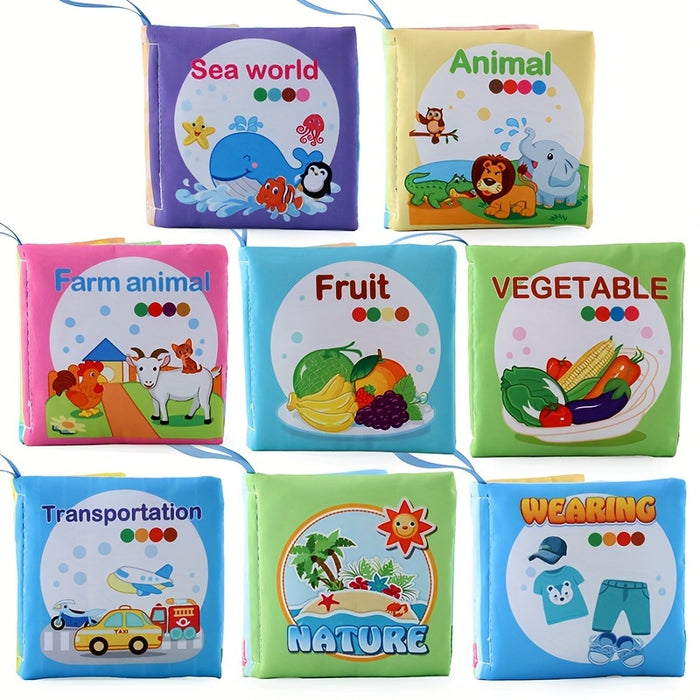 5-Pack/3-Pack Soft Fabric Baby Books, Cognitive Educational Toys, Durable & Washable, Vibrant Fruit, Animal, Ocean Themes, Early Learning & Cognitive Development, Perfect for Christmas, Birthday, Halloween, Thanksgiving, East