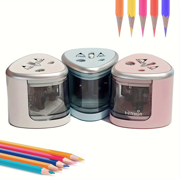 Electric Pencil Sharpener, Thick And Thin Dual-hole Semi-automatic Pencil Sharpener For Students, Powerful Two-hole Pen Turner