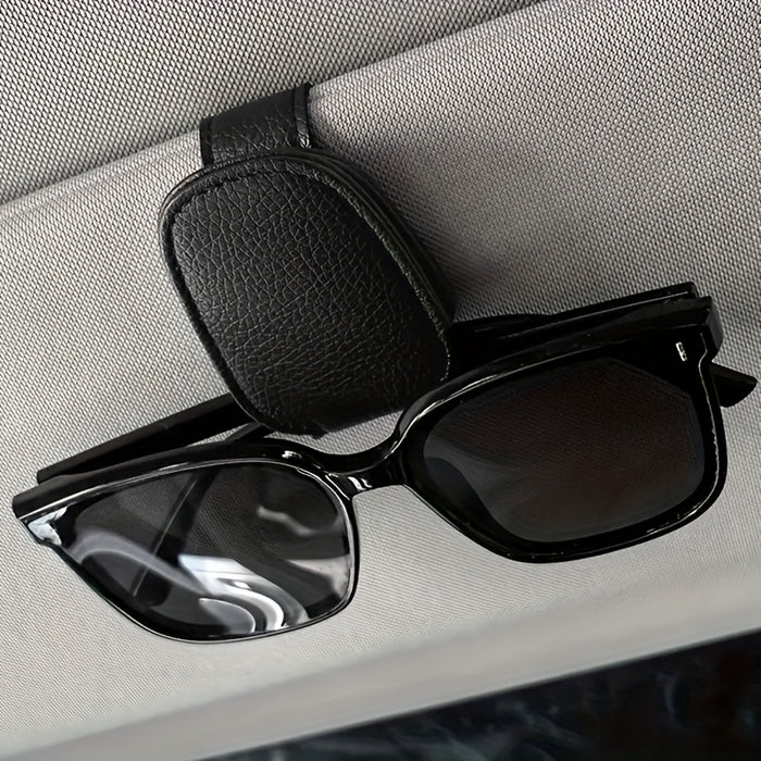 [1pcs Universal Sun Visor Glasses] 1pc Universal Car Sun Visor Glasses Clip, Pu Material, Auto Eyeglasses Holder, Vehicle Interior Accessories, Eyewear Storage Bracket
