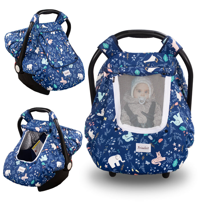 1pc Beavtaens 3-in-1 Baby Car Seat Cover, Ultra Cozy Minky Carseat Cover with Storage Bag, Machine Washable, Zipper Closure, Polyester Fiber Material for Winter Protection