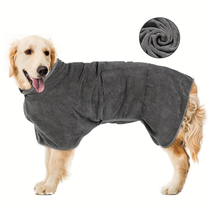 1pc Super Absorbent Dog Drying Coat with Magic Sticker, Adjustable Collar & Waist, Quick-Drying Pet Towel for Small, Medium, Large Dogs and Cats