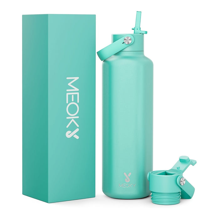 Meoky 24oz Hexagonal Insulated Stainless Steel Water Bottle - Leakproof, BPA-Free, Keeps Drinks Cold for 24 Hours, with Lid & Spout, Portable with Handle - Ideal for Sports, Fitness, Hiking, Driving - Great Thanksgiving & Chr