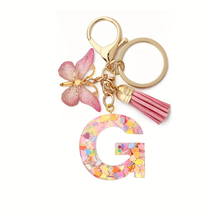 1pc Initial Letter Keychain Pendant Resin Letter Keychain Purse Backpack Accessories