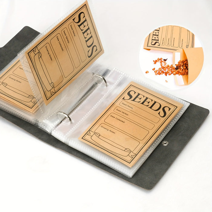 1 Set Garden Seeds Storage Organizers, Seed Organizer Binder with 50pcs Self-Sealing Seed Envelopes, Seed Packet Organizer, Seed Saver Binder