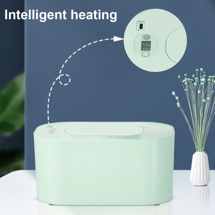 [Adjustable Temperature USB Wipe Warmer] Portable USB Youngsters Wipe Warmer with Adjustable Temperature (40-60°C) - Large Capacity, Smart Dispenser for Youngsters' Comfort & Convenience - Ideal for Home, Car, Travel - Green