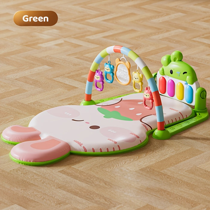 Bright Pink & Green Musical Youngsters Play Mat - Soft Padded Tummy Time Gym for Youngsters & Youngsters, Fun Activity Mat with Musical Notes & Animal Shapes, Easy Assembly, Durable PP Material