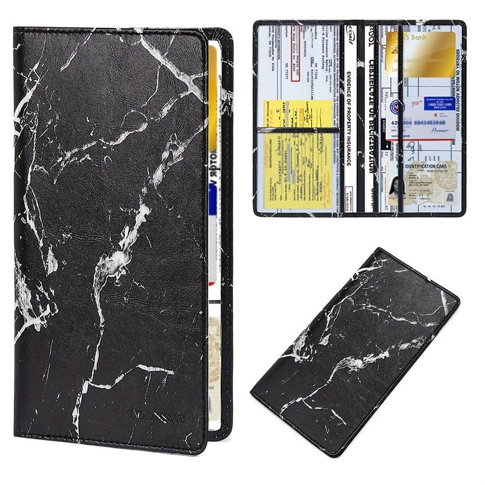 Premium Car Document Wallet for Men & Women, Faux Leather Glove Box Organizer for Registration, Insurance, Manual, and More
