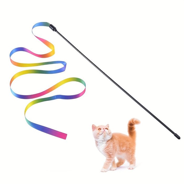 1pc Interactive Cat Toy with Ribbon Teaser Stick for Endless Fun and Playtime