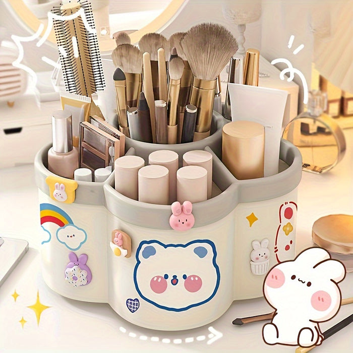 1pc/2pcs 360 Degree Cute Rotating Pen Holder, Extra Large Capacity Multi-functional Desktop Stationery Storage Box, Polished PVC Material, Flush Mount, Lightweight, 360 Rotation