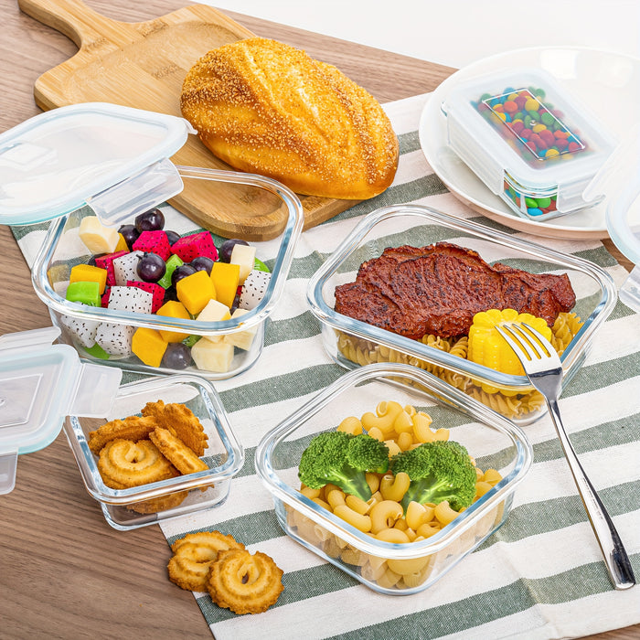 8pcs Glass Food Storage Containers, Meal Prep, Airtight Bento Boxes with Leak Proof Locking Lids, for Microwave, Lunch Boxes, Oven, Freezer And Dishwasher, BPA Free
