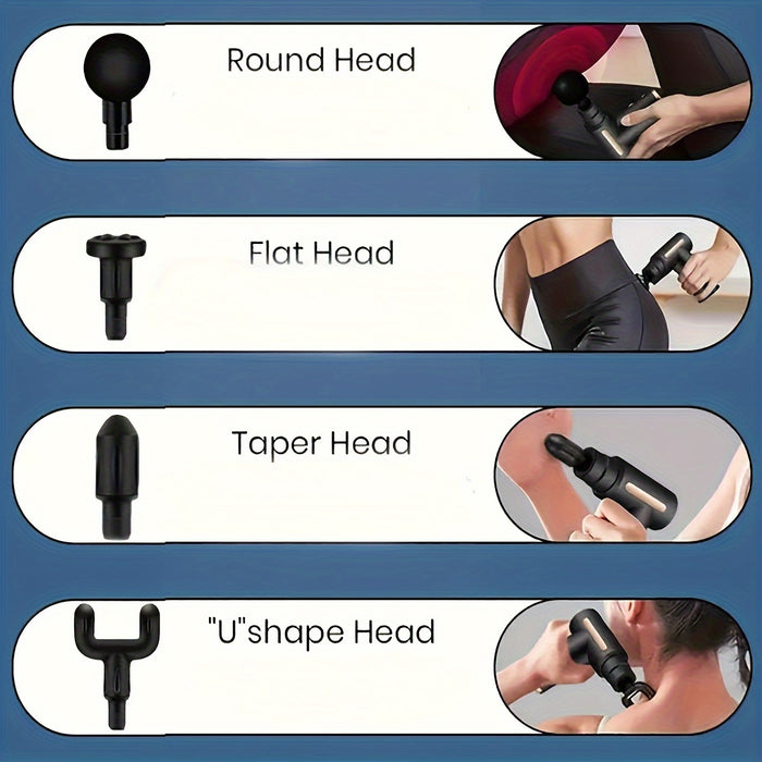 Portable LCD Massage Gun with USB Charging, Durable ABS Material, 4 Interchangeable Heads, Digital Display & Ergonomic Handle - Perfect for Fitness, Outdoor Use & Holiday Gifts (Black & Golden), Outdoor Massage Device | Moder