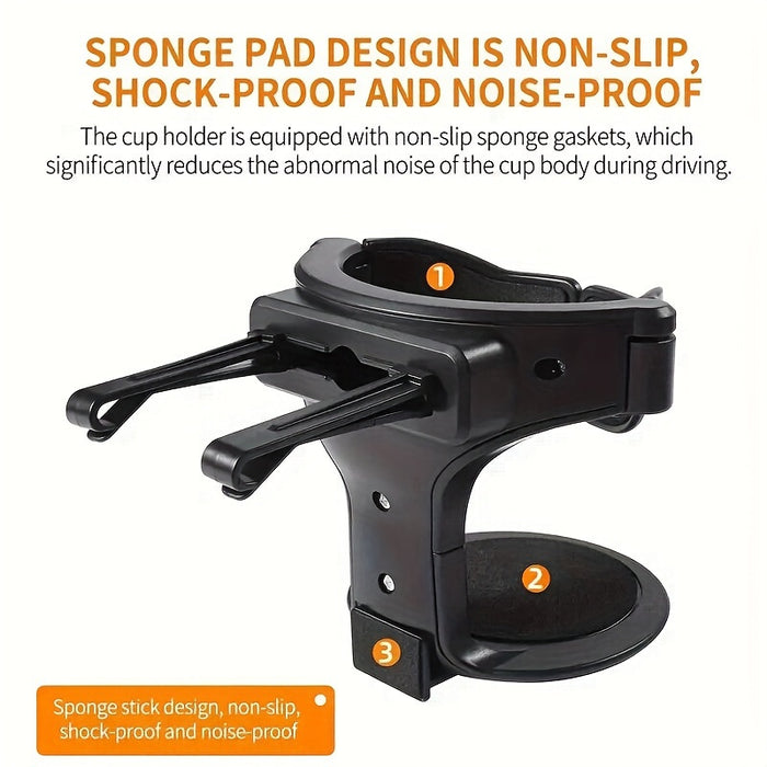 1pc Adjustable PVC Car Cup Holder - Fit, Secure Grip with Sponge Pad Base, Ideal for Water Bottles & Cans, Easy Installation