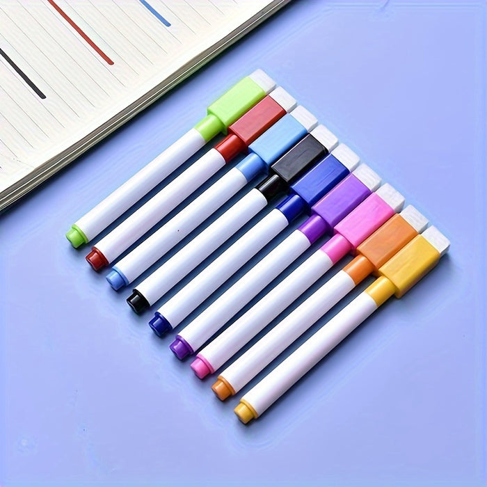 8-Pack Dustless Dry Erase Markers for Whiteboards - Non-Toxic, Quick Dry, Fade Resistant, Multi-Surface Writing Tools for Ages 14+