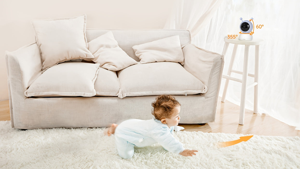 BOIFUN 720P WiFi Youngsters Monitor Camera with App Control, 5" Screen, Motion & Crying Detection, PTZ, Night Vision, Alarm Area, Temperature & Humidity Sensor, Two-Way Talk, ECO Mode, Rechargeable Battery, Smartphone App Com