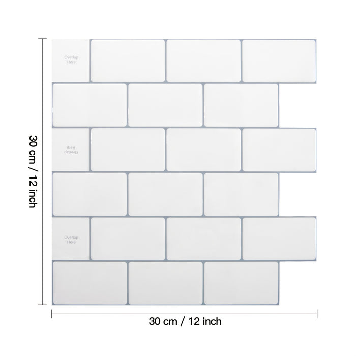 10-sheet Backsplash Tile For Kitchen Peel And Stick, Stick On Subway Tiles For Kitchem, Bathroom Back Splashes, 12"x12"