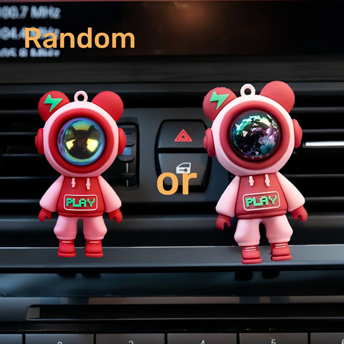 1pc/4pcs Astronaut Lightning Bear Design Car Air Freshener, Car Air Vent Aromatherapy Diffuser Clip, Car Air Outlet Decoration Clip, Car Interior Decoration Accessories Eid Al-Adha Mubarak