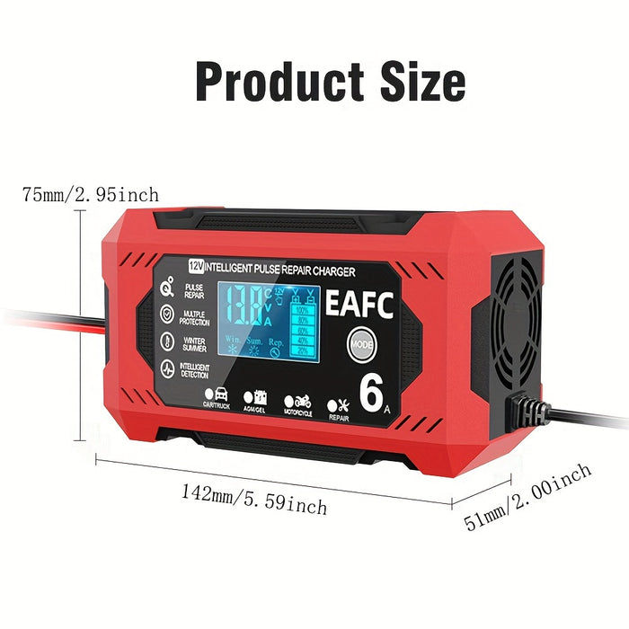 Car Battery Charger, 12V 6A Smart Battery Trickle Charger Auto 12V 24V Battery Maintainer for Car Truck Motorcycle Lawn Mower Marine Lead Acid Battery