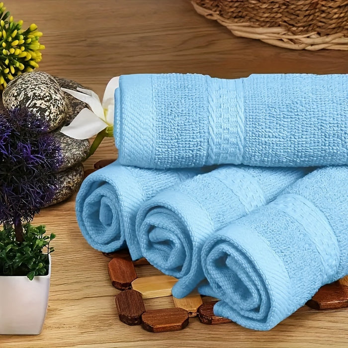 4-Pack Luxurious Cotton Hand Towels - Woven Face Towels, Highly Absorbent, Soft & Skin-Friendly for Home, Hotel, Spa