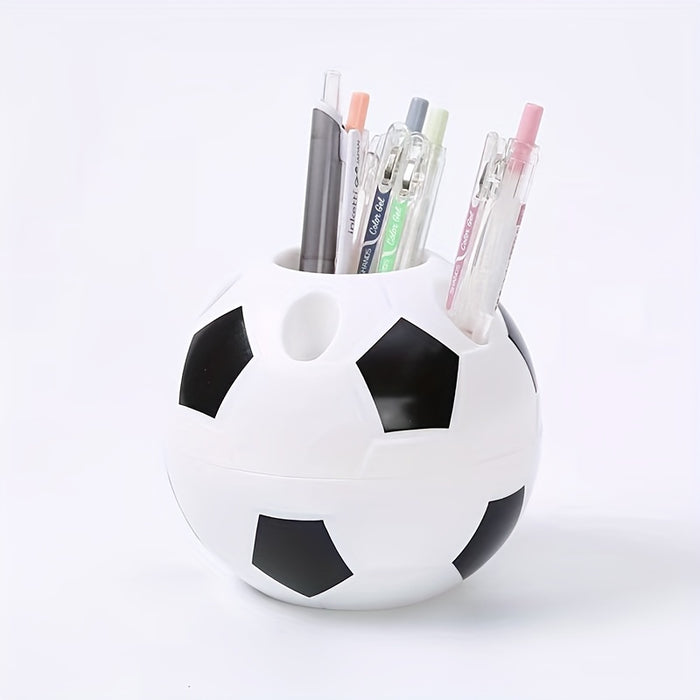 1pc Cartoon Football Pen Holder, Multi-functional Plastic Pen Organizer for Office Desk Supplies