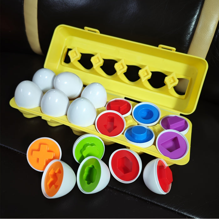 12pcs Colorful Egg Shape Matching Toy Set - Early Education Fine Motor Skills Development, Perfect for Halloween & Christmas Gifts