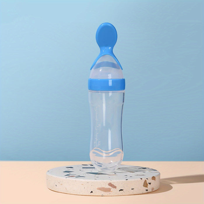 90ml/3oz Baby Silicone Spoon Feeder, Rice Paste Silicone Bottle & Spoon Set, Squeeze Food Feeder For Outside And Home Easter Gift