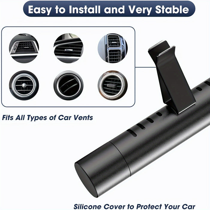 Car Air Freshener Vent Clip with Essential Oil Scents - Aromatherapy Diffuser for Refreshing Fragrance - 5 Scent Sticks and Holder