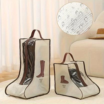 Transparent Shoe Bag With Carry Handle, Non-Woven Material, Elegant Design, Long-Lasting Use, Machine Washable