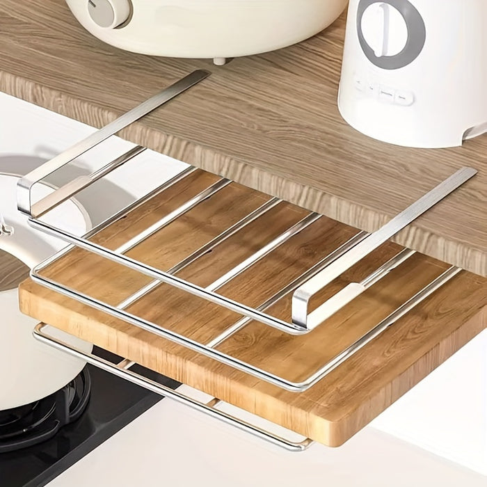 1pc Versatile 3-Tier Kitchen Rack - Space-Saving Wall-Mounted Metal Shelf for Paper Towels, Pot Lids & Cutting Boards with Wooden Accents - Sleek Modern Design for Efficient Storage, Kitchen Organizers And Storage, Utility Ra