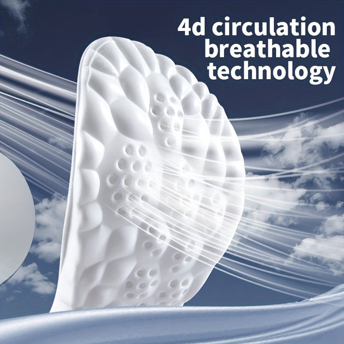 1pair 4D Sport Insoles: Breathable, High-Elasticity Cushions for Shock Absorption and Comfort