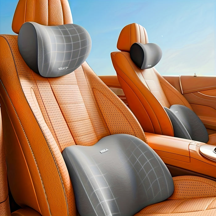 1pc Memory Foam Car Neck and Lumbar Pillow - Comfortable Support for Headrest and Back Cushion - Ideal for Drivers and Passengers