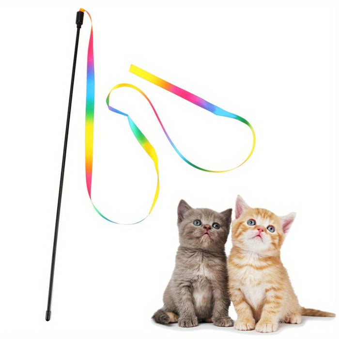 1pc Interactive Cat Toy with Ribbon Teaser Stick for Endless Fun and Playtime