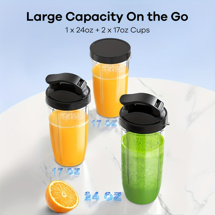 Ganiza 14pcs Countertop Juicer&Blender for Summer Shakes and drinks with 3 Portable Blender Cup And Cleaning Brush for Juice, Shakes, Fruits and Vegetables, Personal Smoothie and Juice Maker for Kitchen, Summer Gift for Famil